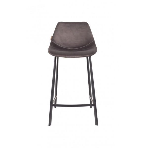 FRANKY 65 - Chaise de comptoir velours gris gris