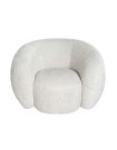 MOON - Rotating armchair in white bouclé fabric