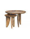 HIGH HEELS - Set di 2 tavolini rotondi in legno marrone