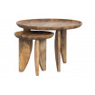 HAILEY - Set di 2 tavolini rotondi in legno e acciaio