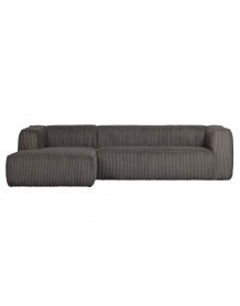 BEAN - Left corner sofa 5 seats grey velvet L305