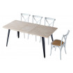ROBLE - Tavolo da pranzo allungabile per 8 persone in legno e acciaio bianco L 140