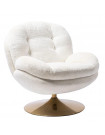 MEMENTO - Rotating armchair in white fabric