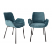 BRIT - Lote de 2 sillas de comedor de terciopelo azul