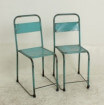 Chaise en metal vintage bleu clair