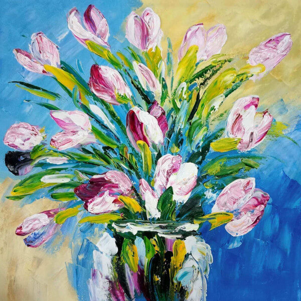 Oil painting Pink Flowers