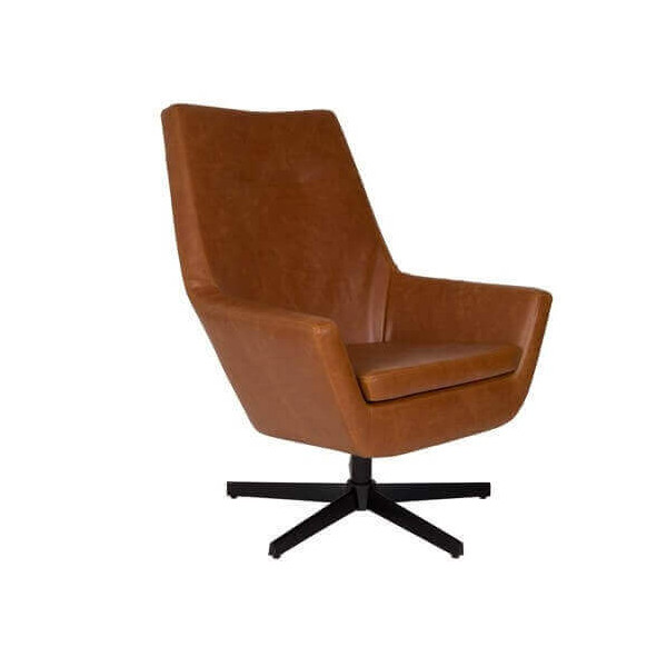 Leather lounge chair retro cognac