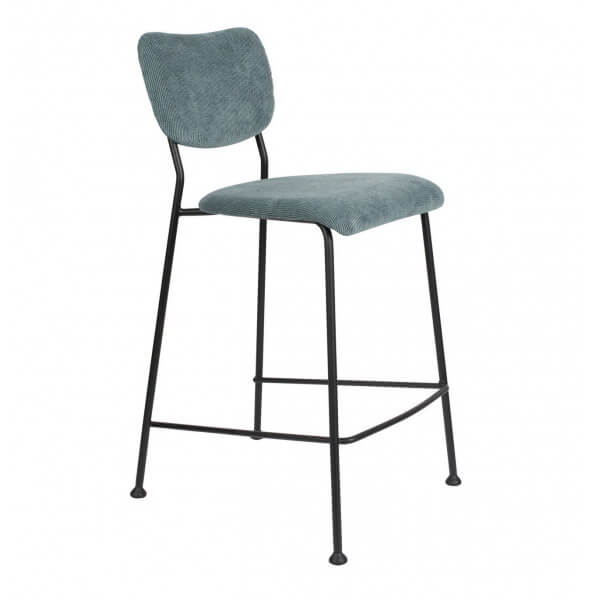 Blue grey Velvet counter stool Benson Zuiver